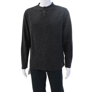 Nicoby Mens Round Neck Long Sleeve Henley Shirt Gray Size L